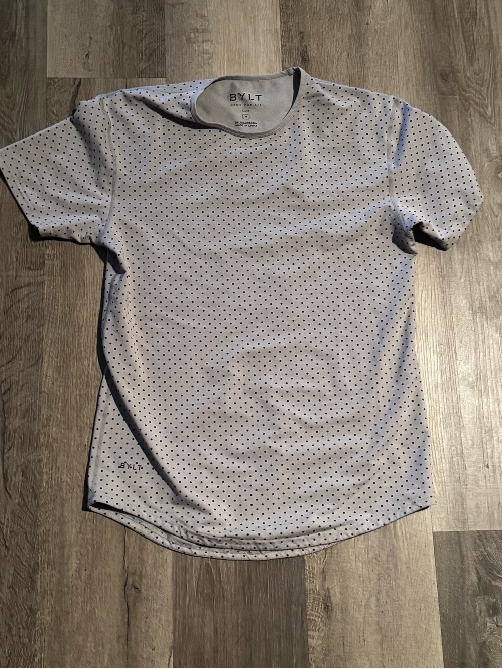 BYLT Gray Polka Dot Crew Neck Shirt